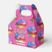 Groovy Disco Ball Gold Pink Glitter Verjaardagsfee Bedankdoosjes (Voorkant Zijde)