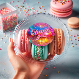 Groovy Disco Ball Hot Pink Glitter Gold Bedankt Ronde Sticker