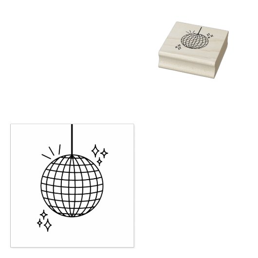 Groovy Disco Ball Rubberstempel (Gestempeld)