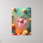 Groovy Disco Ball Strawberry Fruit Pop Art Wall Canvas Afdruk (Voorkant)