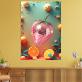 Groovy Disco Ball Strawberry Fruit Pop Art Wall  Canvas Afdruk (Insitu (Woonkamer))