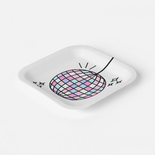 Groovy Disco Ball Verjaardag Papieren Bordje (Gebogen)