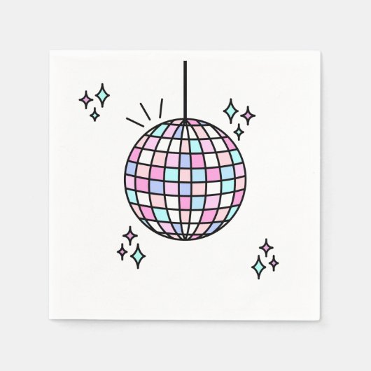 Groovy Disco Ball Verjaardag Servet (Voorkant)