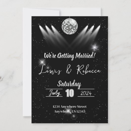 Groovy Disco bruiloft uitnodiging (Voorkant)