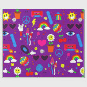 Groovy Disco Daisy Mushrooms paarse Cadeaupapier (Vlak)