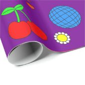 Groovy Disco Daisy Mushrooms paarse Cadeaupapier (Rol Hoek)