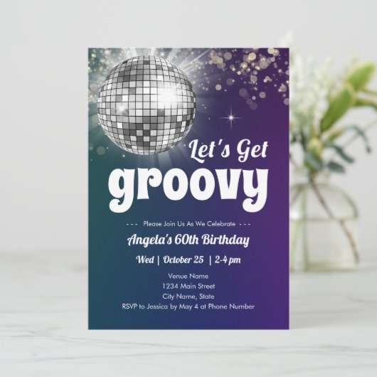 Groovy Disco Dance Party 60e verjaardag uitnodigin Kaart (Staand voorkant)