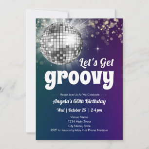 Groovy Disco Dance Party 60e verjaardag uitnodigin Kaart