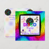 Groovy Disco Dansparty Invitation Kaart (Voorkant / Achterkant)