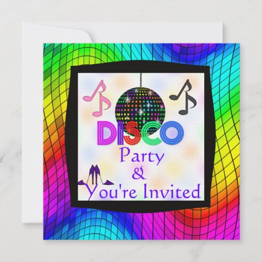 Groovy Disco Dansparty Invitation Kaart (Voorkant)