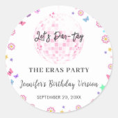 Groovy Disco Eras verjaardagsfeestje Ronde Sticker (Voorkant)