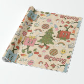  groovy disco kerstboom cadeaupapier (Uitgerold)