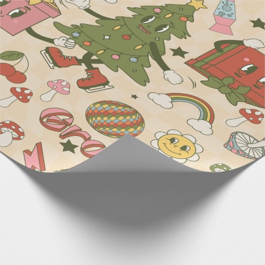  groovy disco kerstboom cadeaupapier (Hoek)