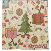 groovy disco kerstboom douchegordijn (Voorkant)