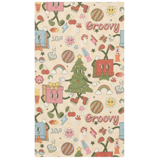  groovy disco kerstboom tafelkleed (Voorkant)