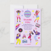 Groovy Disco Lila Party Retro 80s Meisjes Bedankkaart (Voorkant)