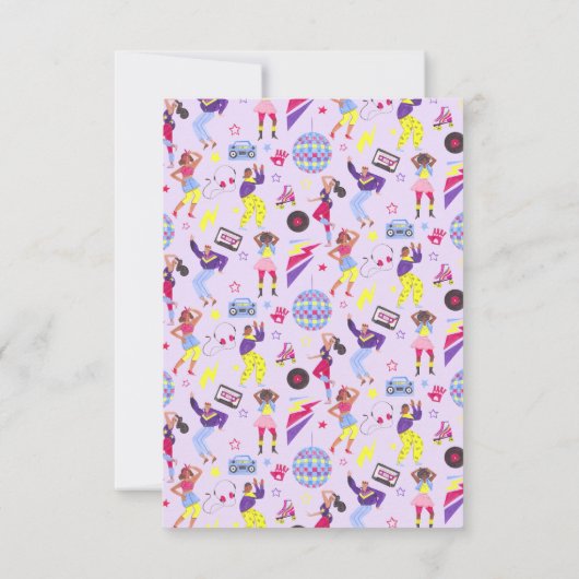 Groovy Disco Lila Party Retro 80s Meisjes Bedankkaart (Achterkant)