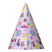 Groovy Disco Lila Party Retro 80s Patroon Feesthoedjes (Achterkant)