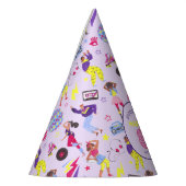 Groovy Disco Lila Party Retro 80s Patroon Feesthoedjes (Links)