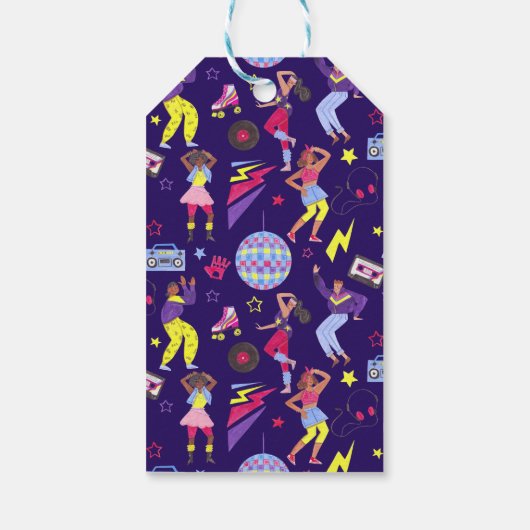 Groovy Disco Paarse Party Millennial Retro Cadeaulabel (Achterkant)