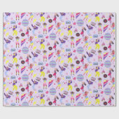 Groovy Disco Paarse Party Millennial Retro Cadeaupapier (Vlak)