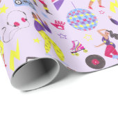 Groovy Disco Paarse Party Millennial Retro Cadeaupapier (Rol Hoek)