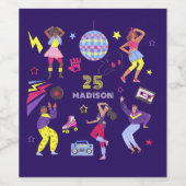 Groovy Disco Paarse Party Millennial Retro Wijn Etiket (Enkel label)