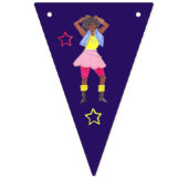 Groovy Disco Paarse Party Retro 80s 90s Meisjes Vlaggetjes (Eerste vlag)