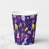 Groovy Disco Paarse Party Retro 80s Discoball Papieren Bekers (Rechts)