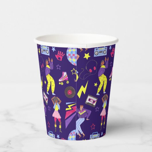 Groovy Disco Paarse Party Retro 80s Discoball Papieren Bekers (Rechts)