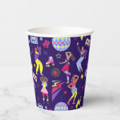 Groovy Disco Paarse Party Retro 80s Discoball Papieren Bekers (Voorkant)