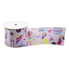 Groovy Disco Paarse Party Retro 80s Lila Paarse Satijnen Lint