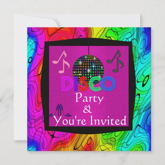 Groovy Disco Party Invitation Kaart (Voorkant)