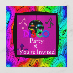 Groovy Disco Party Invitation Kaart