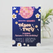 Groovy disco party meisje verjaardag uitnodigen re kaart (Staand voorkant)