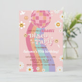 Groovy disco party meisje verjaardag uitnodigen re kaart (Staand voorkant)