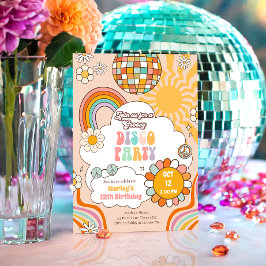 Groovy Disco Party Retro 70s Regenboog Tiener Verj Kaart