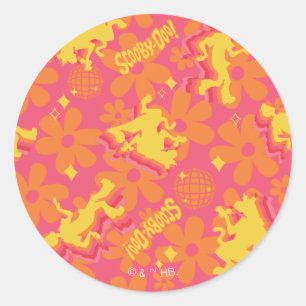 Groovy Disco Scooby-Doo Pattern Ronde Sticker