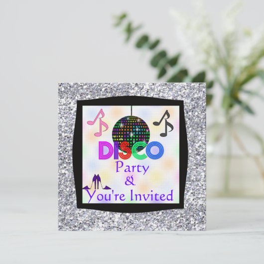 Groovy Disco THEME Party BLDING Invitation Kaart (Staand voorkant)