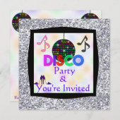Groovy Disco THEME Party BLDING Invitation Kaart (Voorkant / Achterkant)