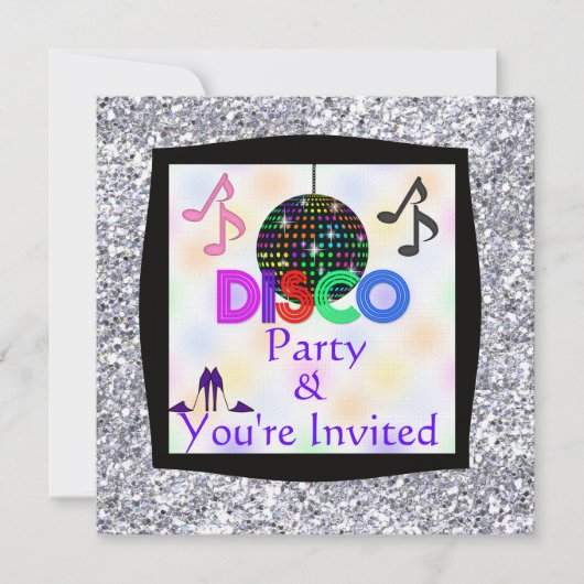 Groovy Disco THEME Party BLDING Invitation Kaart (Voorkant)