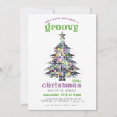 Groovy Disco Tree Retro Groen Roze Kerstfeest Kaart (Voorkant)