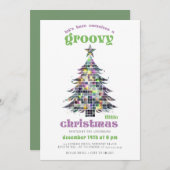 Groovy Disco Tree Retro Groen Roze Kerstfeest Kaart (Voorkant / Achterkant)