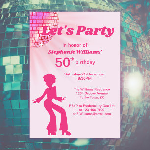 Groovy Discobal Roze Paarse Vrouwen 50ste Verjaard Kaart