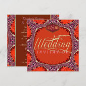 Groovy Diva Bohemian Roze Sinaasappel Huwelijk Kaart (Voorkant / Achterkant)