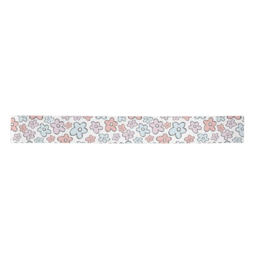 Groovy doedle flower patroon satin lint (Voorkant)