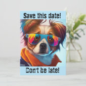 Groovy Dog in Sunbril Invitation Save The Date (Staand voorkant)