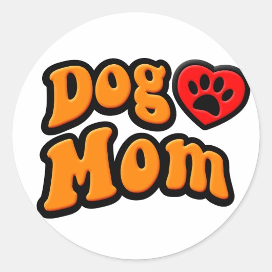 Groovy Dog Mam Drawing Ronde Sticker (Voorkant)