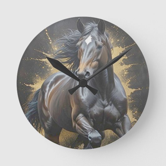 groovy donkere paard ronde klok (Voorkant)