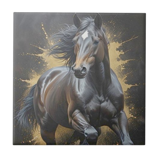 groovy donkere paard tegeltje (Voorkant)
